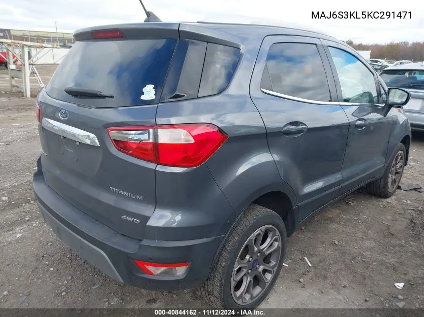 2019 Ford Ecosport Titanium VIN: MAJ6S3KL5KC291471 Lot: 40844162