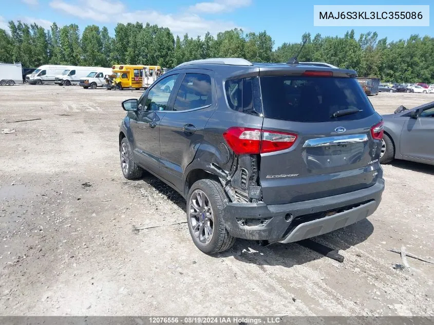 2020 Ford Ecosport Titanium VIN: MAJ6S3KL3LC355086 Lot: 12076556