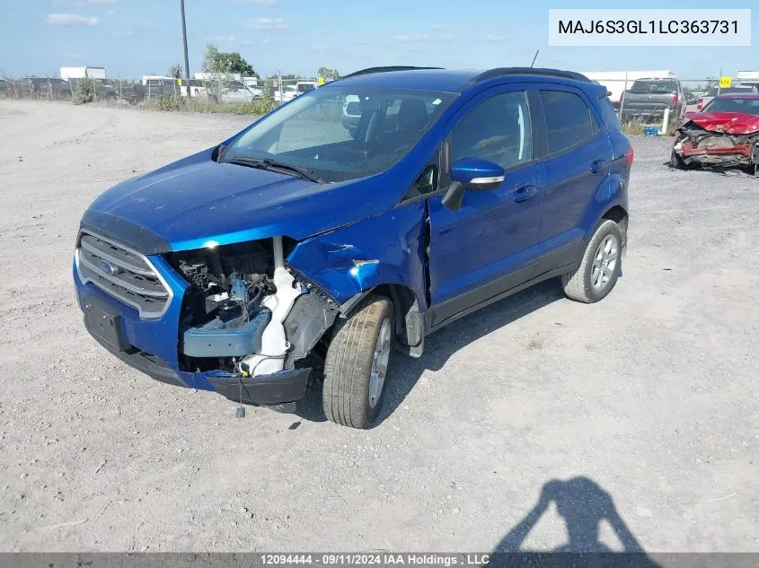 2020 Ford Ecosport Se VIN: MAJ6S3GL1LC363731 Lot: 12094444