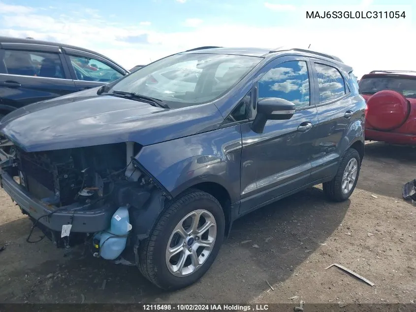 2020 Ford Ecosport Se VIN: MAJ6S3GL0LC311054 Lot: 12115498