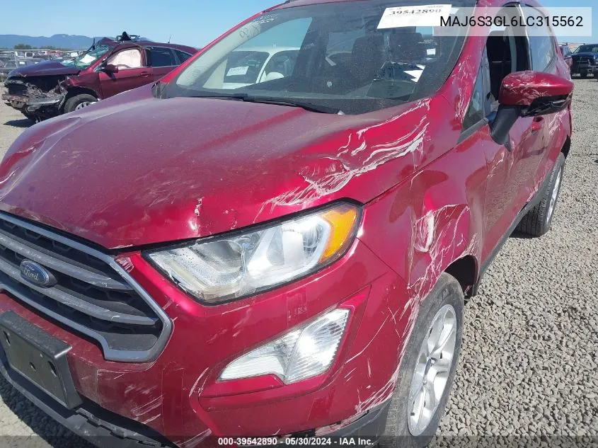 2020 Ford Ecosport Se VIN: MAJ6S3GL6LC315562 Lot: 39542890