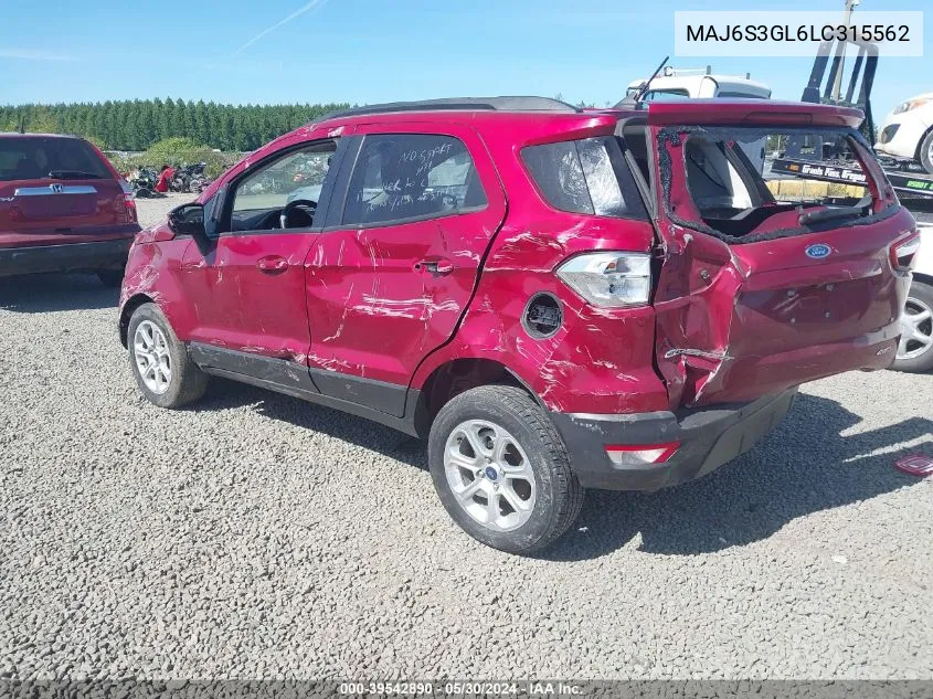 MAJ6S3GL6LC315562 2020 Ford Ecosport Se