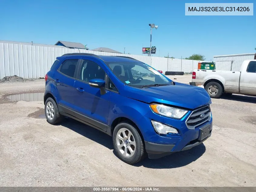 MAJ3S2GE3LC314206 2020 Ford Ecosport Se