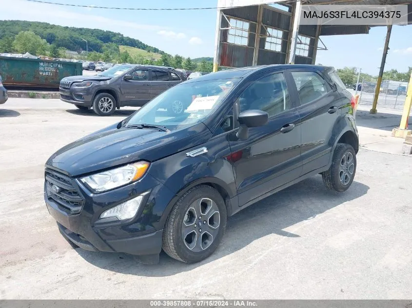 2020 Ford Ecosport S VIN: MAJ6S3FL4LC394375 Lot: 39857808