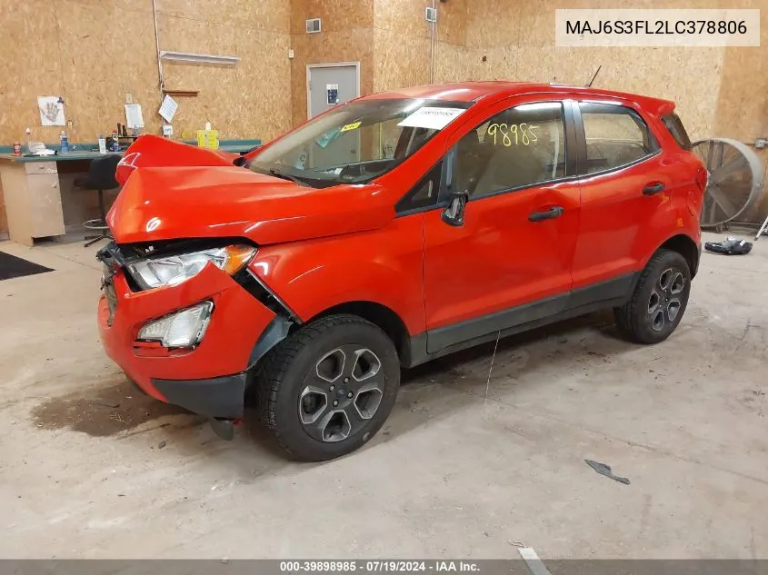 2020 Ford Ecosport S VIN: MAJ6S3FL2LC378806 Lot: 39898985