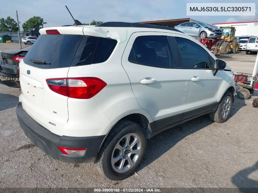 2020 Ford Ecosport Se VIN: MAJ6S3GL5LC330571 Lot: 39909168