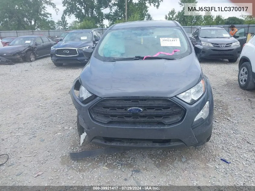 2020 Ford Ecosport S VIN: MAJ6S3FL1LC370017 Lot: 39921417