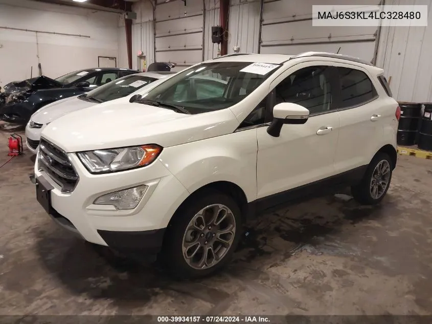 2020 Ford Ecosport Titanium VIN: MAJ6S3KL4LC328480 Lot: 39934157