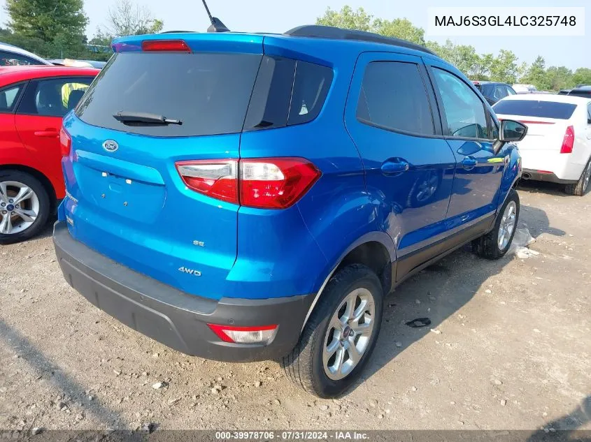 2020 Ford Ecosport Se VIN: MAJ6S3GL4LC325748 Lot: 39978706