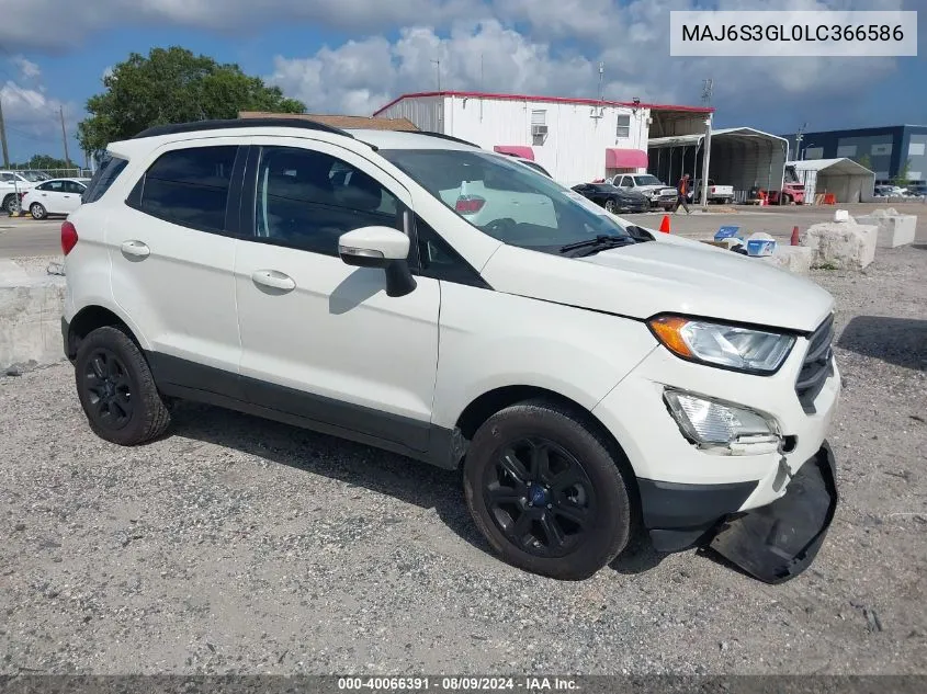 2020 Ford Ecosport Se VIN: MAJ6S3GL0LC366586 Lot: 40066391