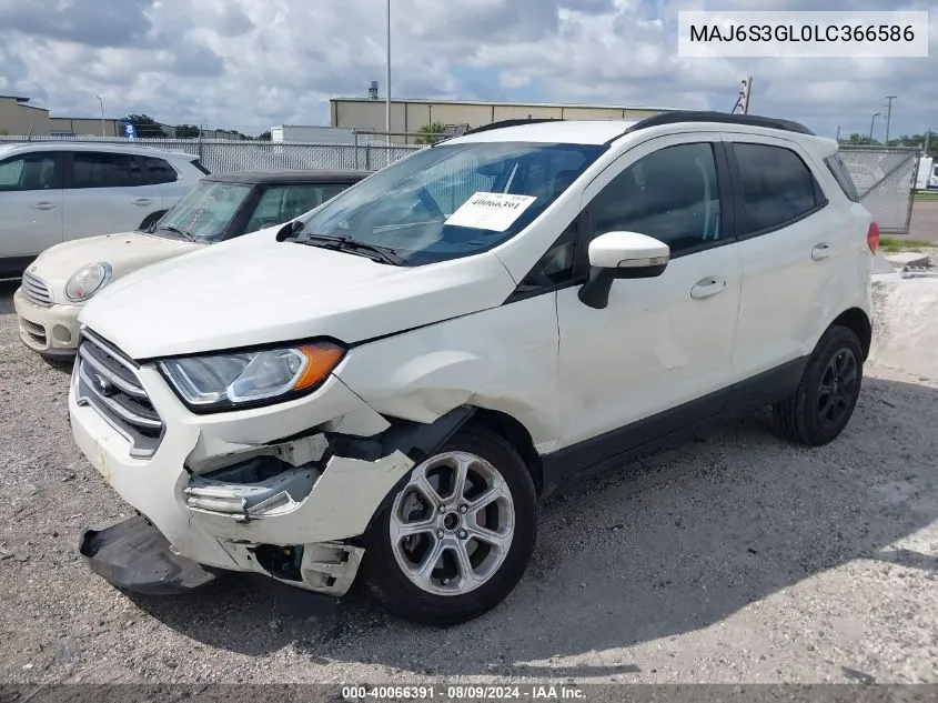 2020 Ford Ecosport Se VIN: MAJ6S3GL0LC366586 Lot: 40066391