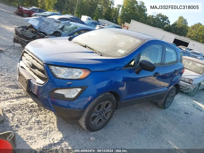 2020 Ford Ecosport S VIN: MAJ3S2FE0LC318005 Lot: 40083474