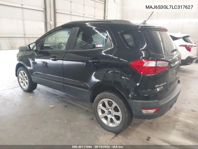 2020 Ford Ecosport Se VIN: MAJ6S3GL7LC317627 Lot: 40111094