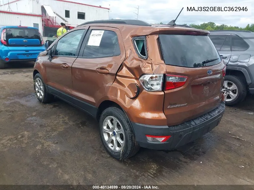 MAJ3S2GE8LC362946 2020 Ford Ecosport Se