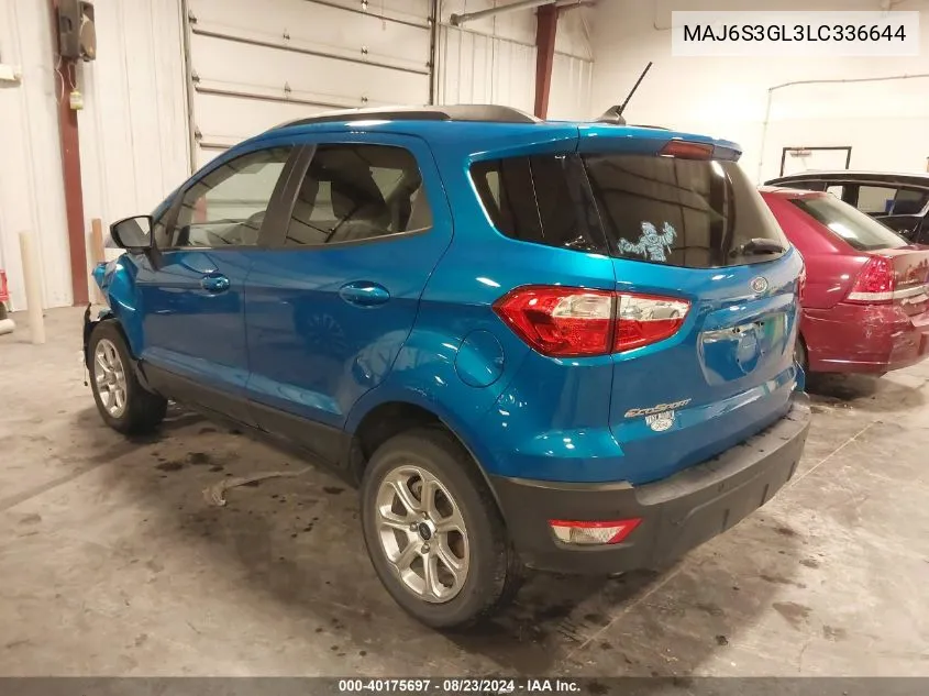 2020 Ford Ecosport Se VIN: MAJ6S3GL3LC336644 Lot: 40175697