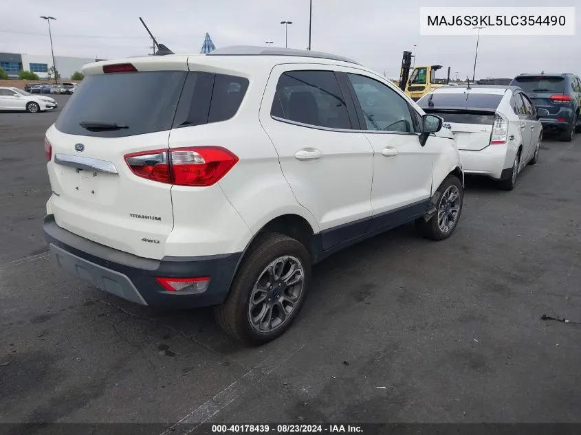 2020 Ford Ecosport Titanium VIN: MAJ6S3KL5LC354490 Lot: 40178439