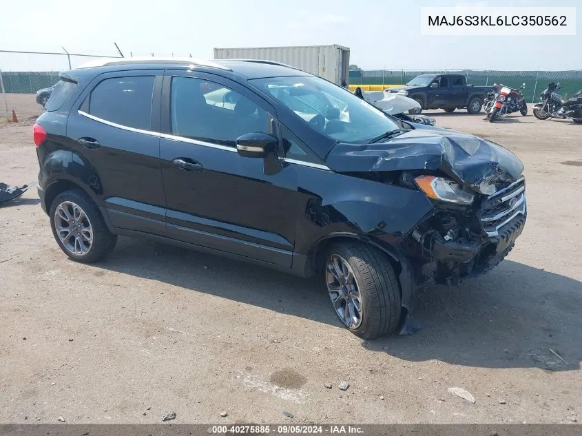 2020 Ford Ecosport Titanium VIN: MAJ6S3KL6LC350562 Lot: 40275885