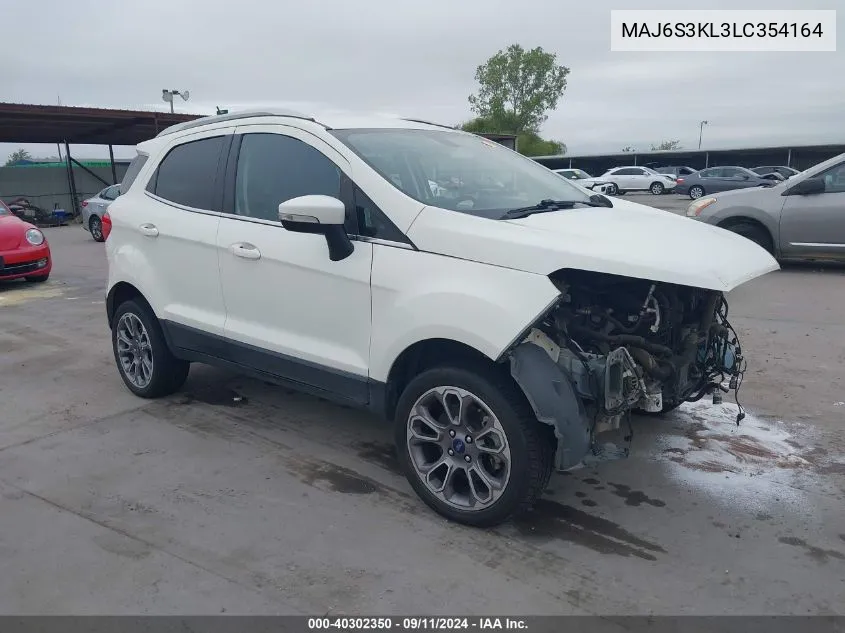 2020 Ford Ecosport Titanium VIN: MAJ6S3KL3LC354164 Lot: 40302350