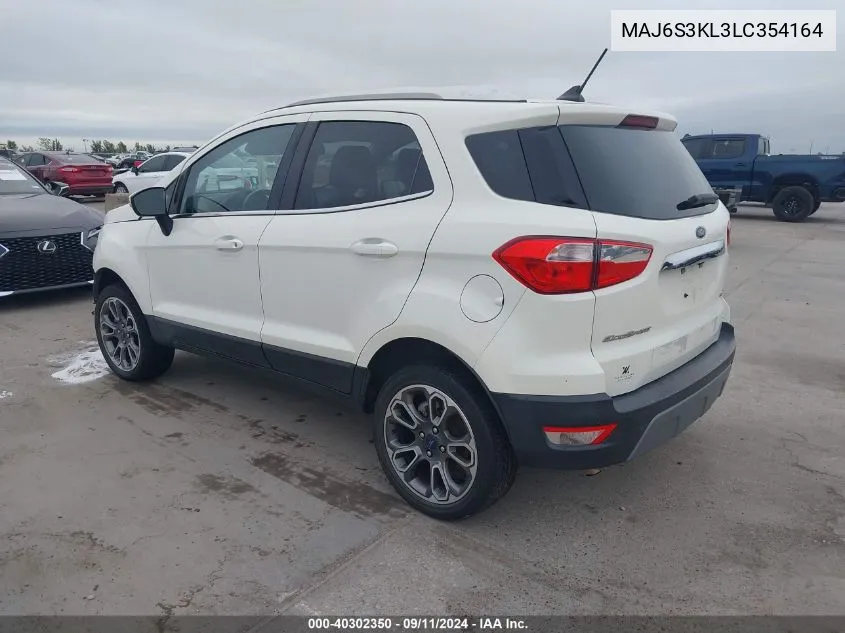 2020 Ford Ecosport Titanium VIN: MAJ6S3KL3LC354164 Lot: 40302350