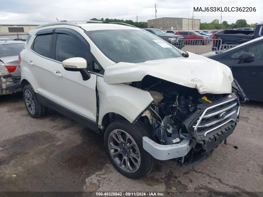 2020 Ford Ecosport Titanium VIN: MAJ6S3KL0LC362206 Lot: 40325642