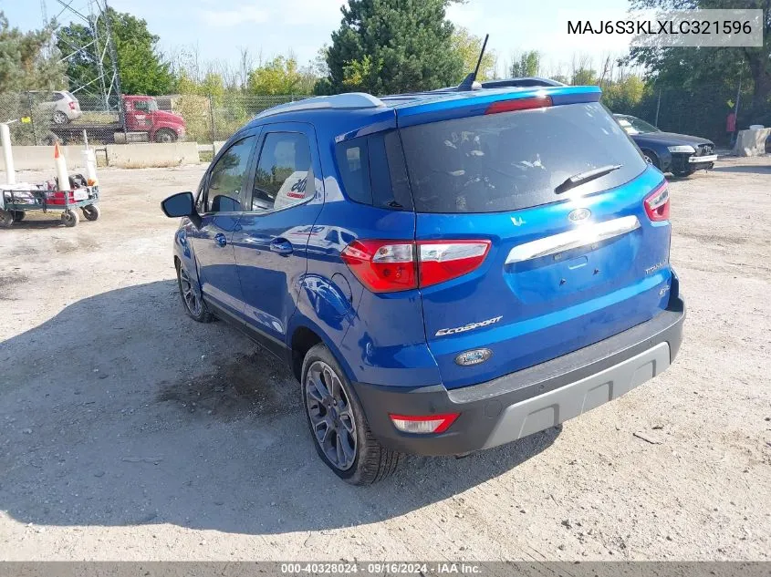 2020 Ford Ecosport Titanium VIN: MAJ6S3KLXLC321596 Lot: 40328024