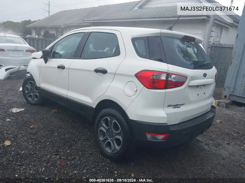 2020 Ford Ecosport S VIN: MAJ3S2FE0LC371674 Lot: 40361638