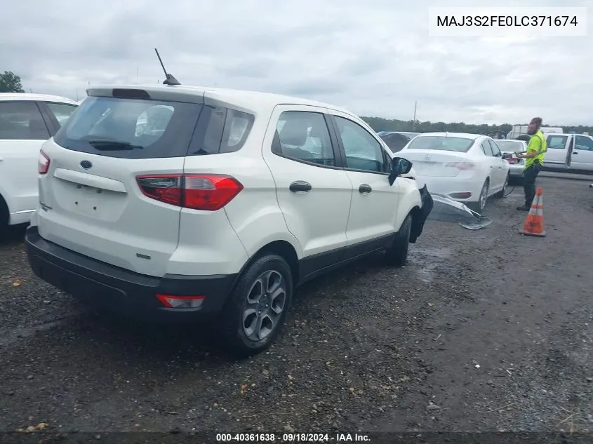 2020 Ford Ecosport S VIN: MAJ3S2FE0LC371674 Lot: 40361638