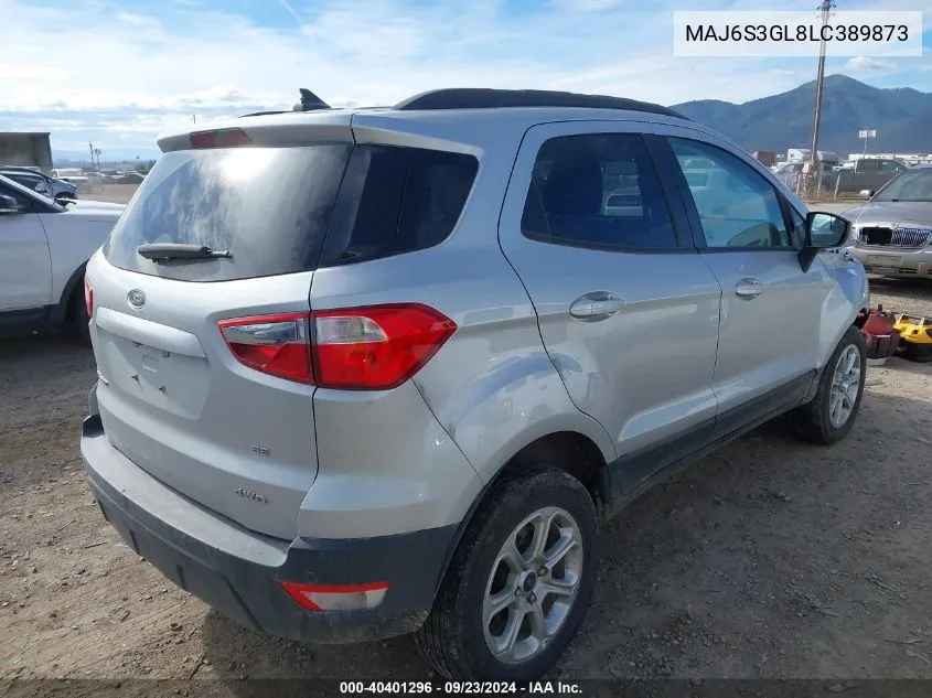 2020 Ford Ecosport Se VIN: MAJ6S3GL8LC389873 Lot: 40401296