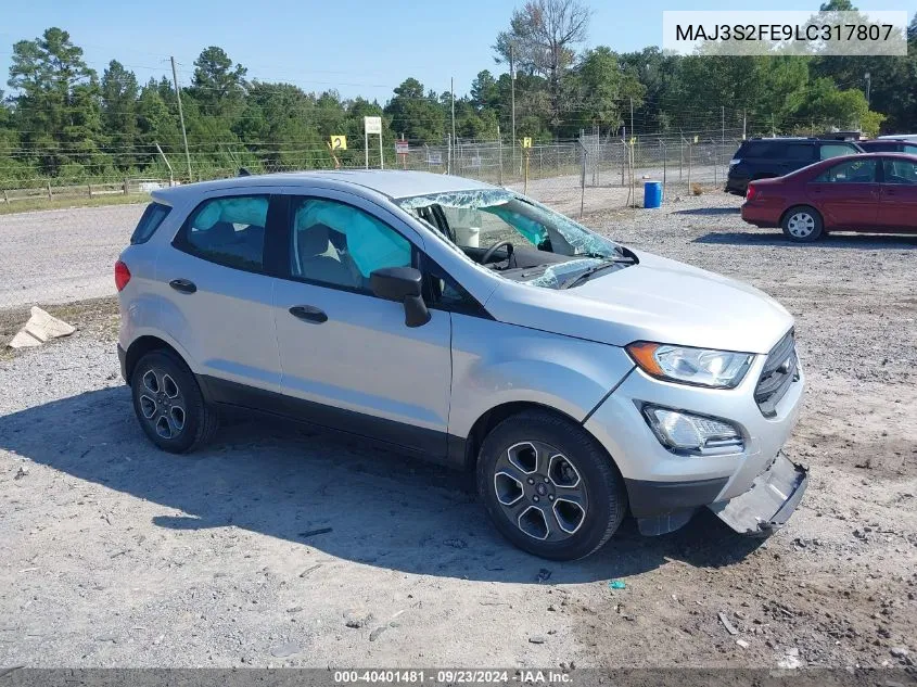 2020 Ford Ecosport S VIN: MAJ3S2FE9LC317807 Lot: 40401481