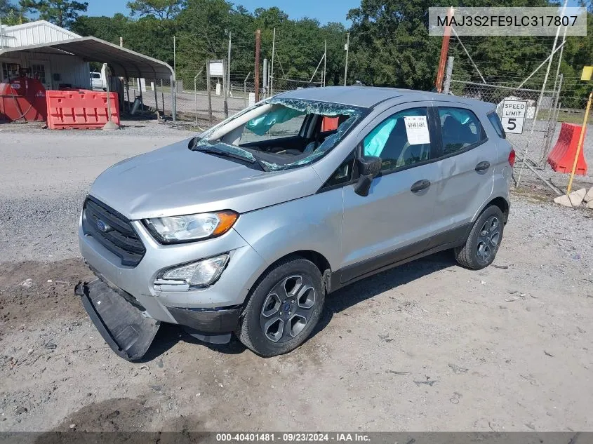 2020 Ford Ecosport S VIN: MAJ3S2FE9LC317807 Lot: 40401481