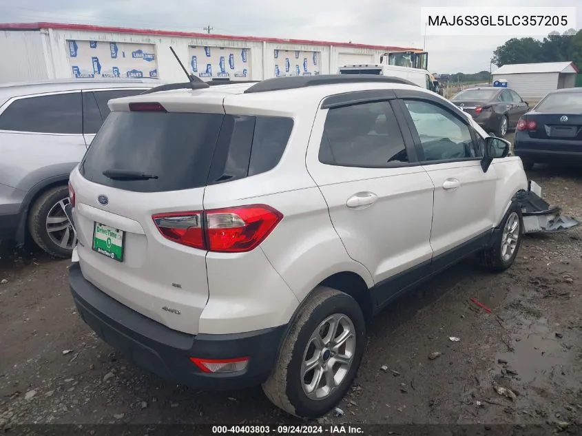 2020 Ford Ecosport Se VIN: MAJ6S3GL5LC357205 Lot: 40403803