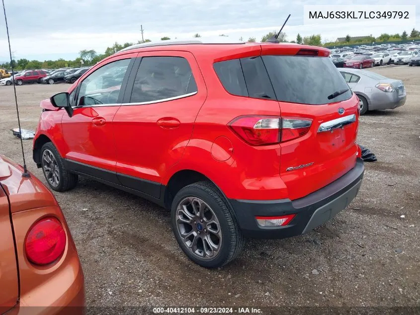 2020 Ford Ecosport Titanium VIN: MAJ6S3KL7LC349792 Lot: 40412104