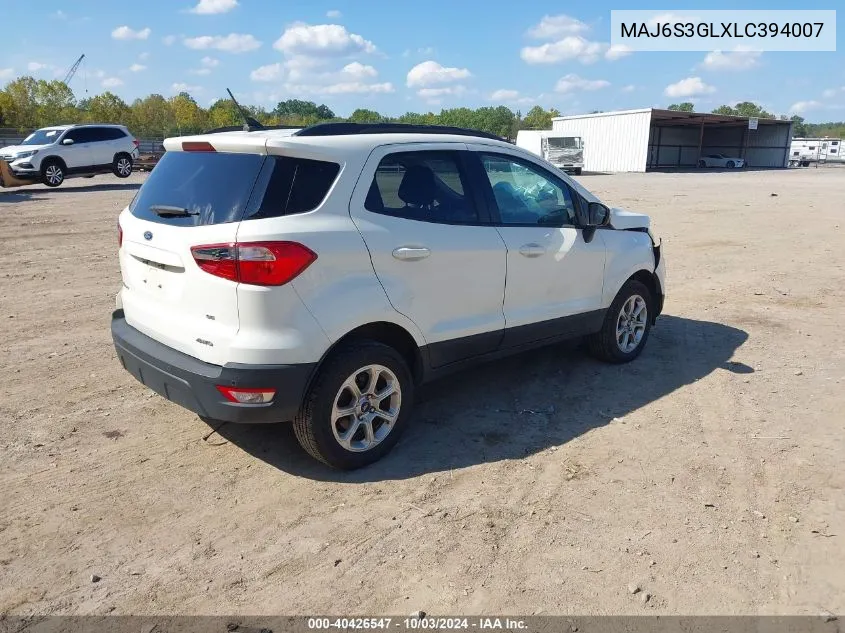 MAJ6S3GLXLC394007 2020 Ford Ecosport Se