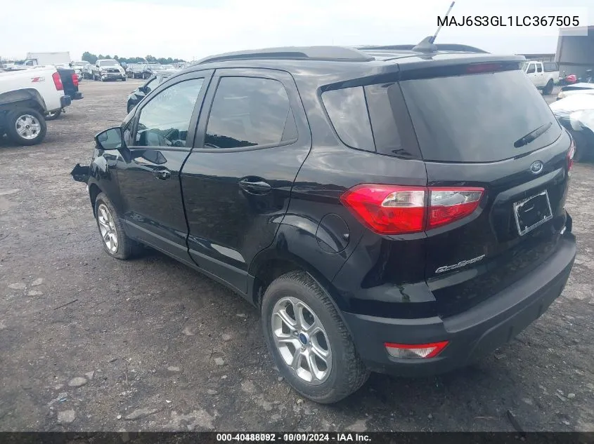 2020 Ford Ecosport Se VIN: MAJ6S3GL1LC367505 Lot: 40488092