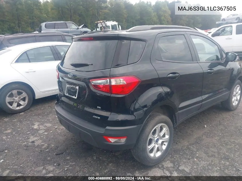 2020 Ford Ecosport Se VIN: MAJ6S3GL1LC367505 Lot: 40488092