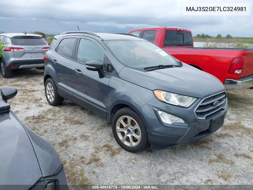 2020 Ford Ecosport Se VIN: MAJ3S2GE7LC324981 Lot: 40516775