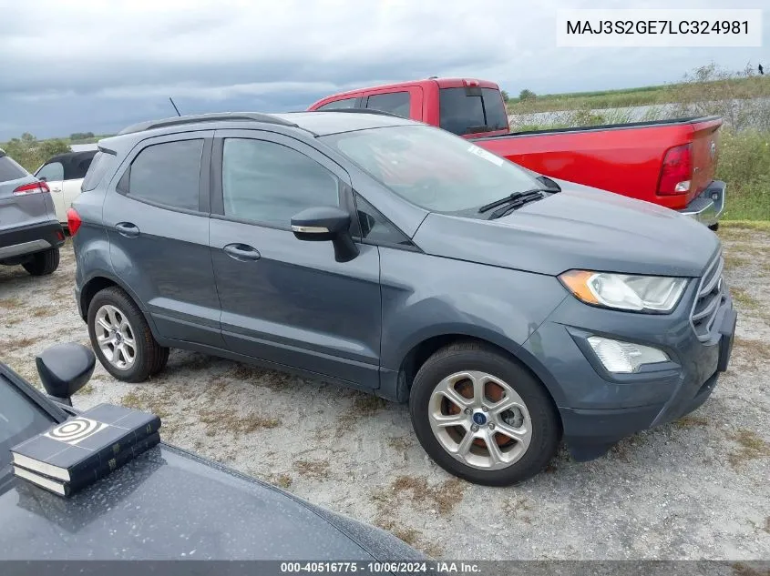 2020 Ford Ecosport Se VIN: MAJ3S2GE7LC324981 Lot: 40516775