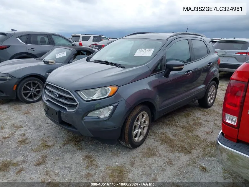 2020 Ford Ecosport Se VIN: MAJ3S2GE7LC324981 Lot: 40516775