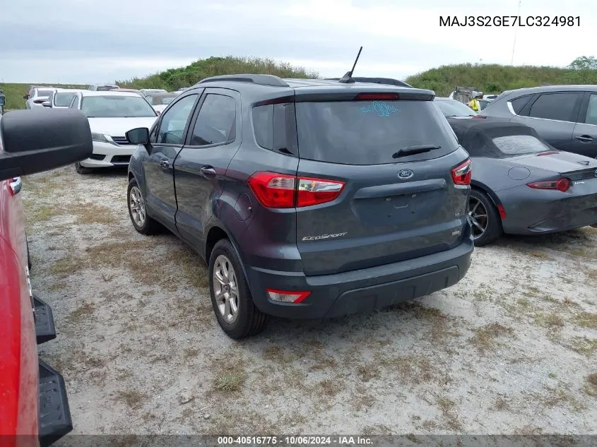 2020 Ford Ecosport Se VIN: MAJ3S2GE7LC324981 Lot: 40516775