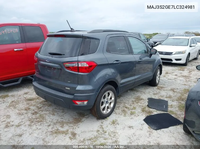 2020 Ford Ecosport Se VIN: MAJ3S2GE7LC324981 Lot: 40516775