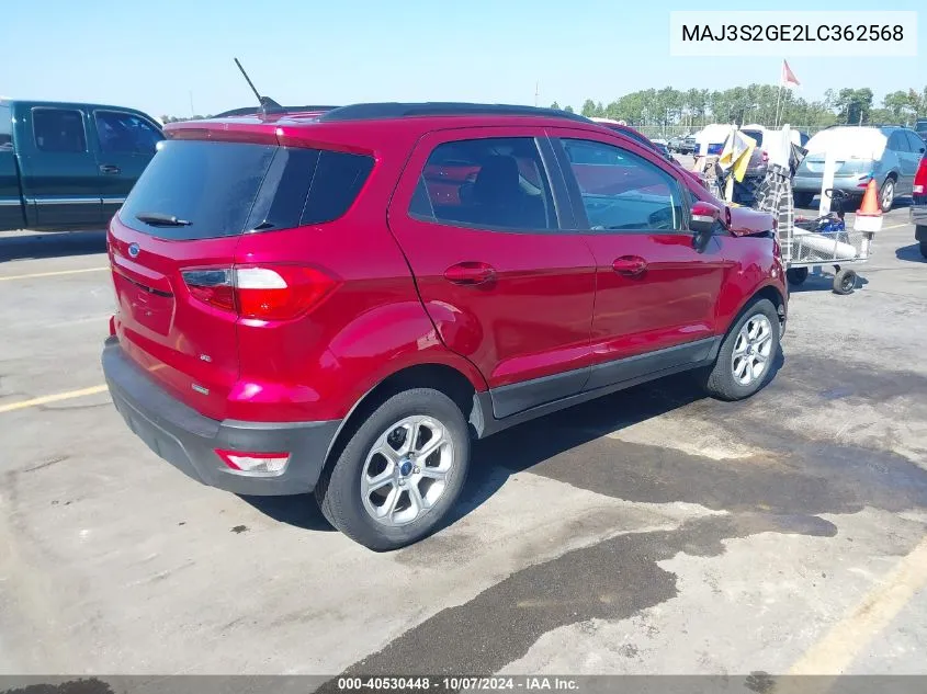 2020 Ford Ecosport Se VIN: MAJ3S2GE2LC362568 Lot: 40530448