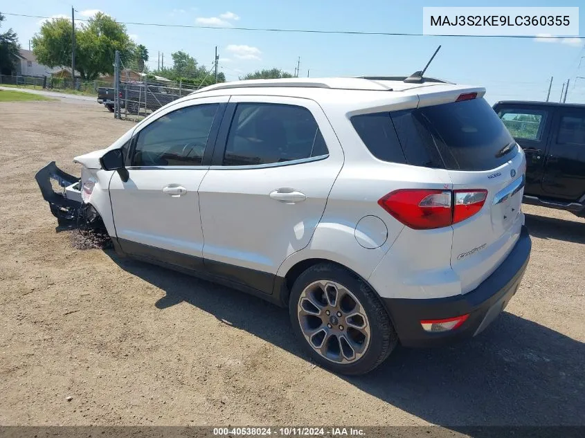 2020 Ford Ecosport Titanium VIN: MAJ3S2KE9LC360355 Lot: 40538024