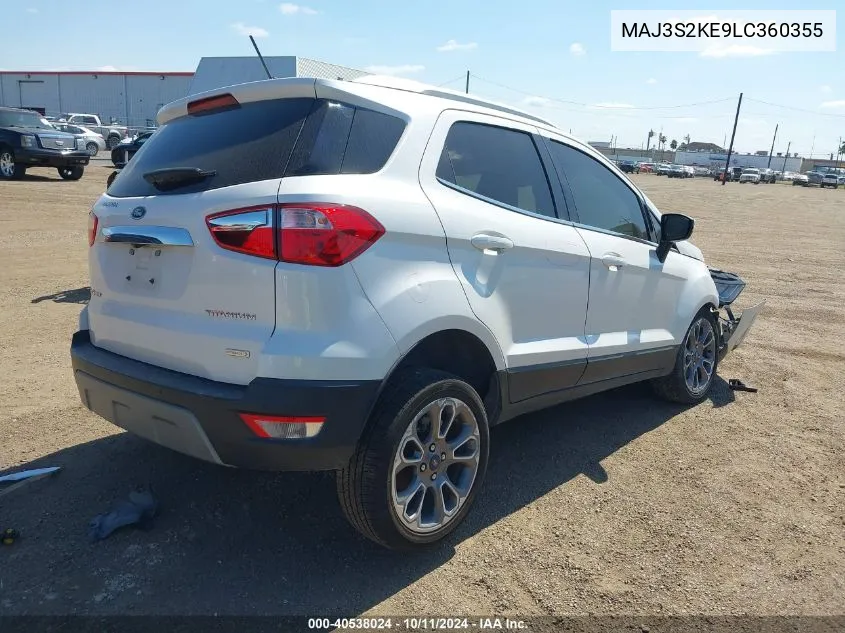 2020 Ford Ecosport Titanium VIN: MAJ3S2KE9LC360355 Lot: 40538024