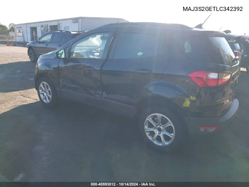 2020 Ford Ecosport Se VIN: MAJ3S2GETLC342392 Lot: 40593012