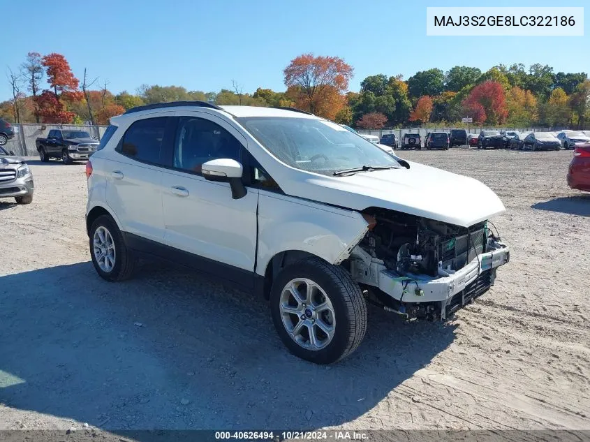 2020 Ford Ecosport Se VIN: MAJ3S2GE8LC322186 Lot: 40626494