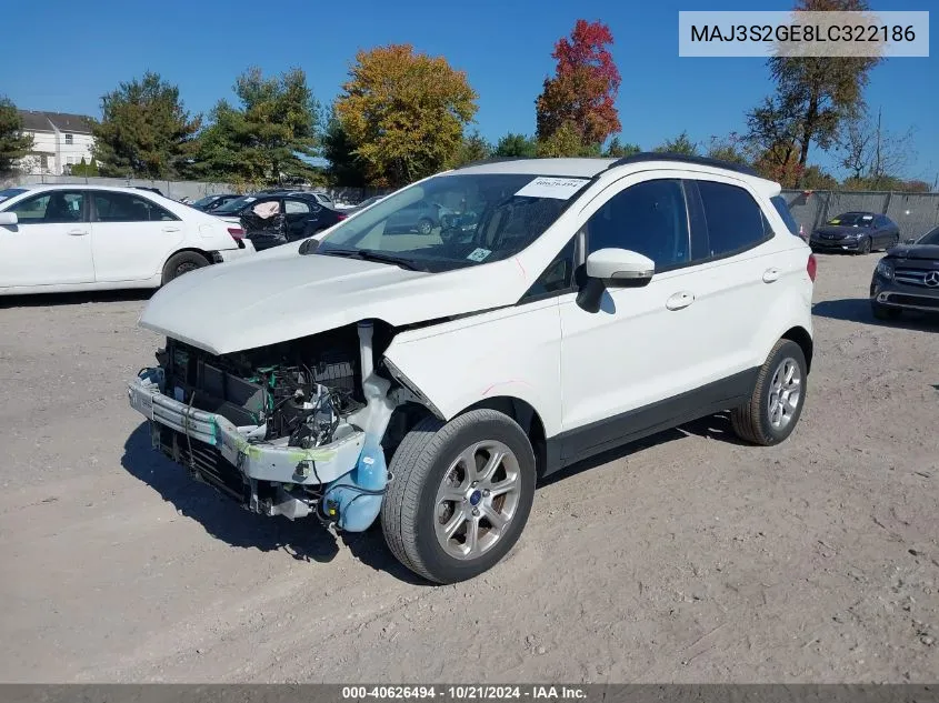 2020 Ford Ecosport Se VIN: MAJ3S2GE8LC322186 Lot: 40626494