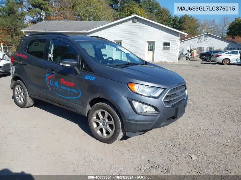 2020 Ford Ecosport Se VIN: MAJ6S3GL7LC376015 Lot: 40639361