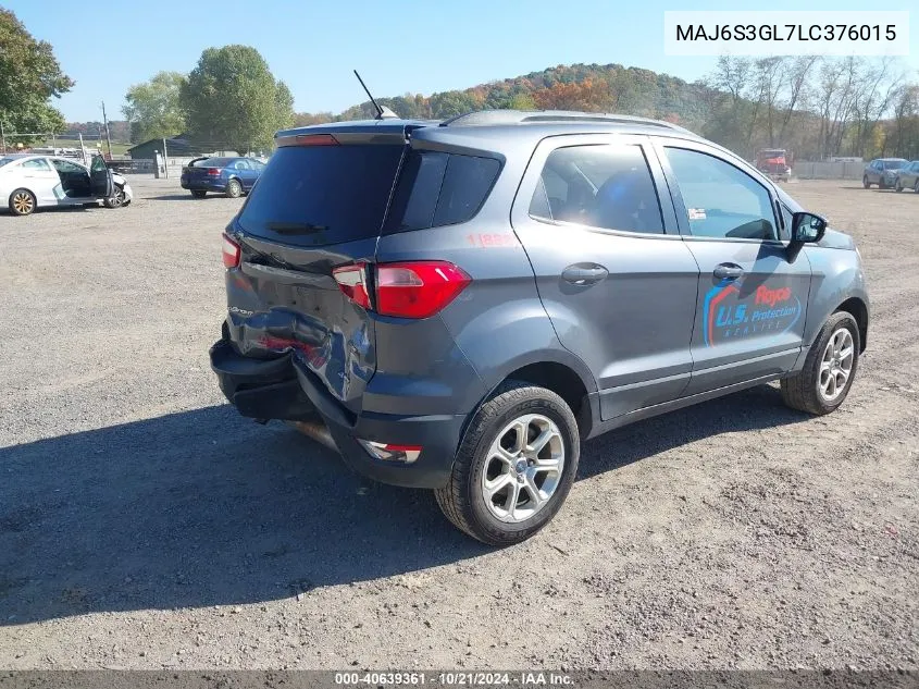 2020 Ford Ecosport Se VIN: MAJ6S3GL7LC376015 Lot: 40639361