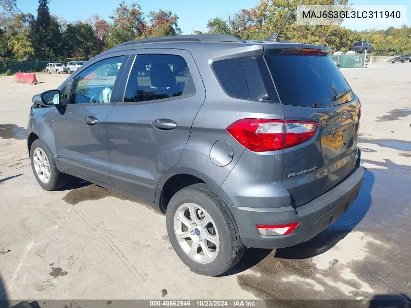 2020 Ford Ecosport Se VIN: MAJ6S3GL3LC311940 Lot: 40662946