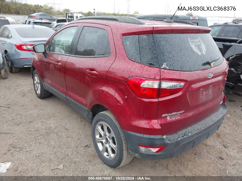 2020 Ford Ecosport Se VIN: MAJ6S3GLXLC368376 Lot: 40670867